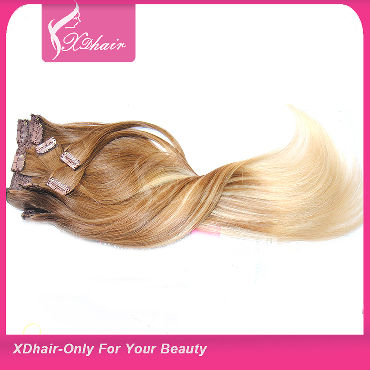 Clip in Hair Extensions 100% Human Hair High Quality Cheap Price Wholesale Alibaba Trade Assurance Ombre Color