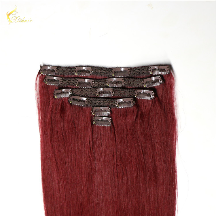 Clip in Human Hair Extensions 99j Remy Brazilian Clip in Hair Extensions For Black Women