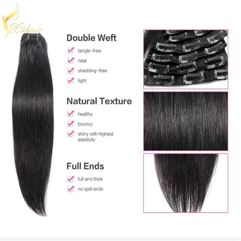 Clip in ponytail 100% brazilian virgin hair best quality unprocessed human virgin hair free sample