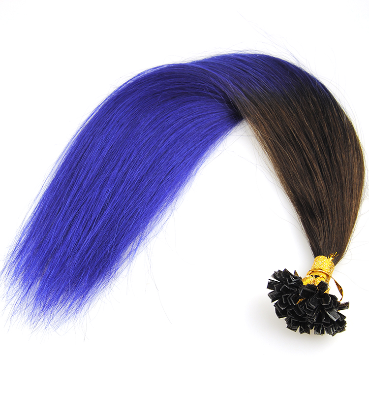Dip dye human hair extension nail tip hair U Tip
