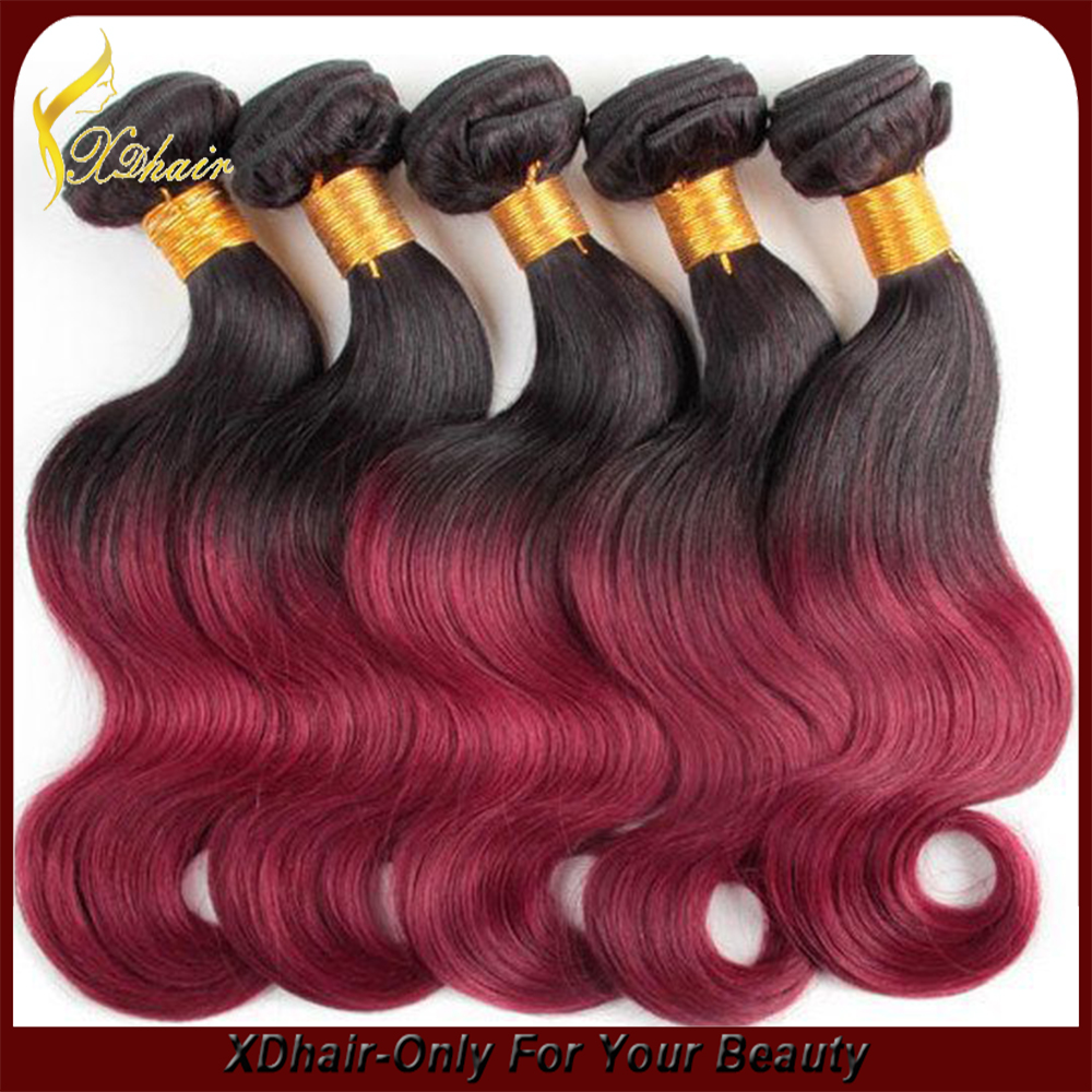 Dip dye remy vergine dell'onda dei capelli umani dei capelli ombre capelli superiori