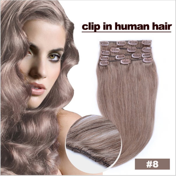 Direct price raw virgin clip in human hair extensions remy