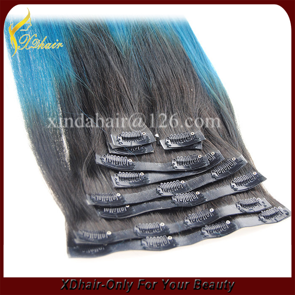 Doppio disegnato colore dei capelli umani ombre 22 "clip di 220g 100% in Hair Extension