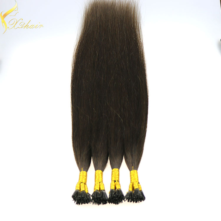 Double drawn prebonded hair extension russian virgin hair i tip hair extension clips