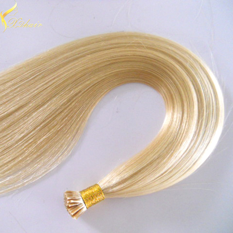 Double drawn prebonded hair extension russian virgin hair i tip hair extensions cheap