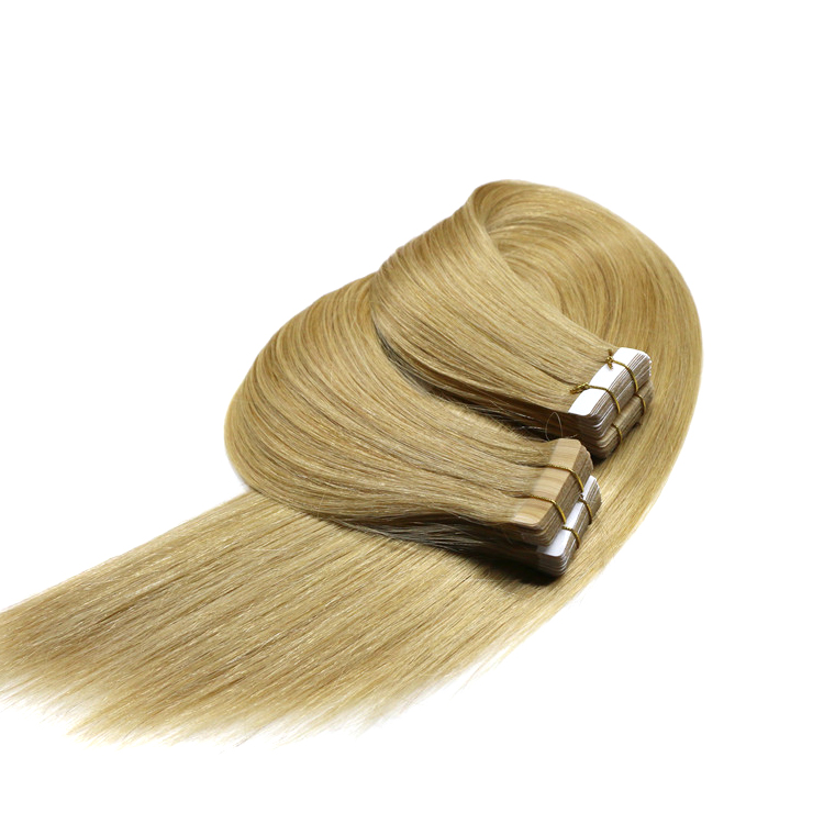 Double weft full cuticle wholesale double drawn tape hair extension 613
