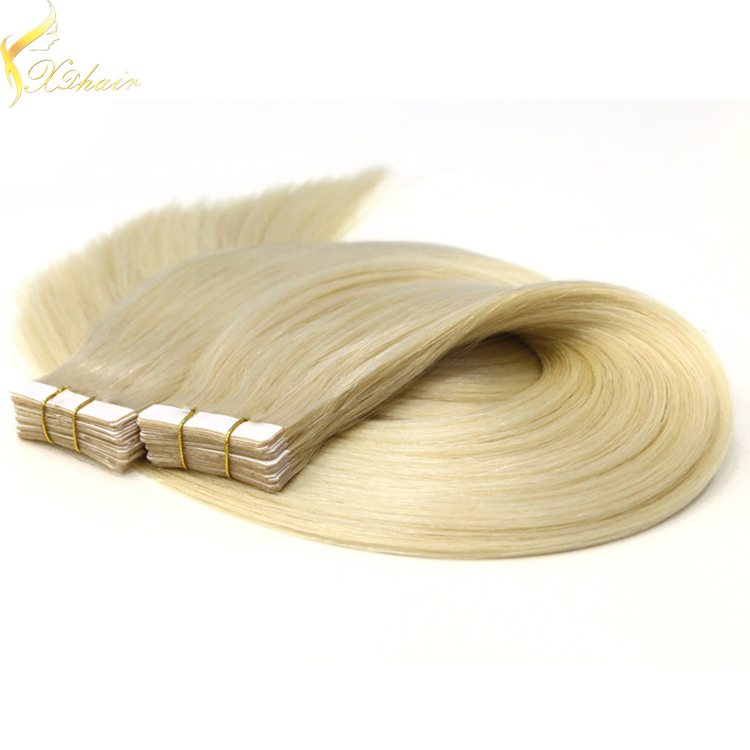 Double weft full cuticle wholesale virgin tape hair extensions remy straight