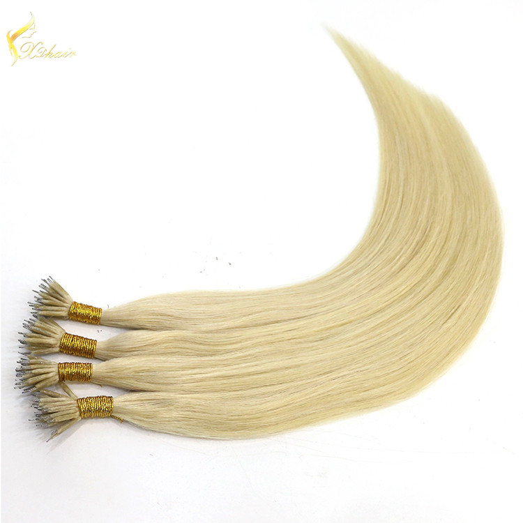 European Human Hair 7A Nano Ring Keratin Pre-Bonded Cheap #60 Real Blonde Human Hair Wholesale Bulk Hair
