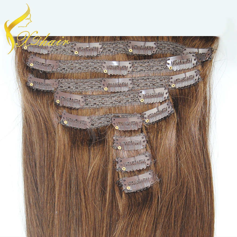 Factory Direct 120g,160g,220g,260g Double Drawn Thick Ends Triple Weft With Lace Attached Clip in Hair Extension
