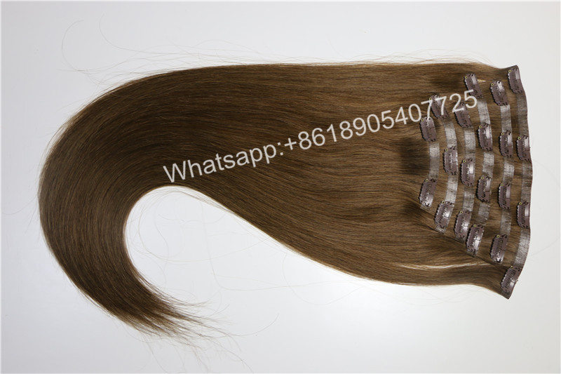 Factory Price European Skin Weft Virgin Hair clip in Hair Blonde to White Mixed Color Straight Hair Extension Discount