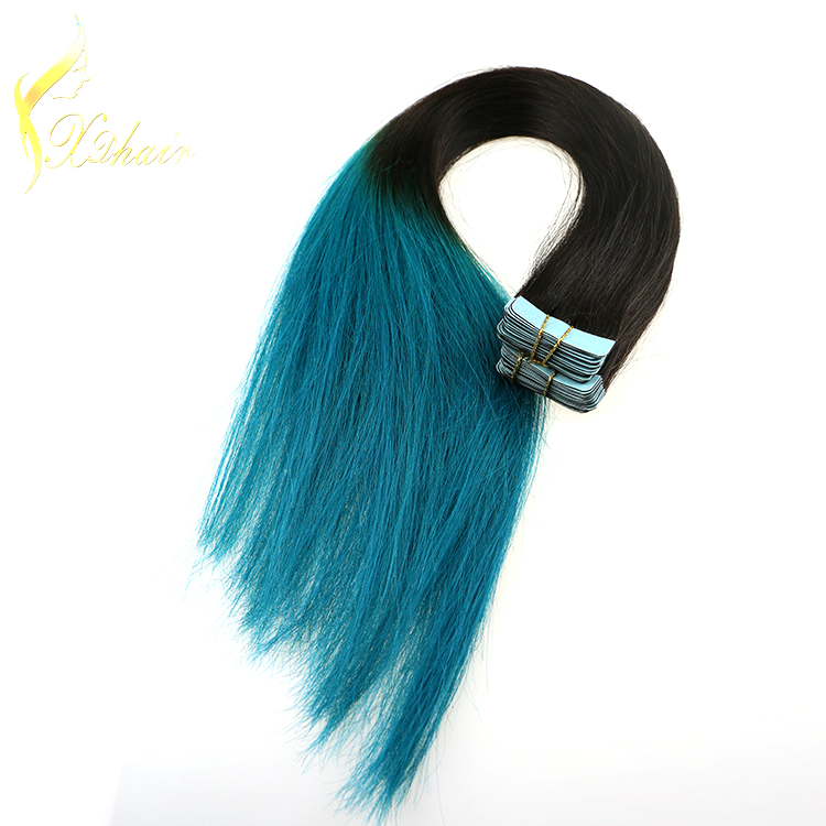 Factory direct cheap aliexpress ombre remy tape hair extension two tone color