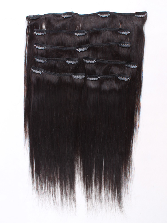 Golden Supplier 100% Remy Human Hair Cuticles Correct Double Drawn Clips in Remy Hair Extension 7Pieces