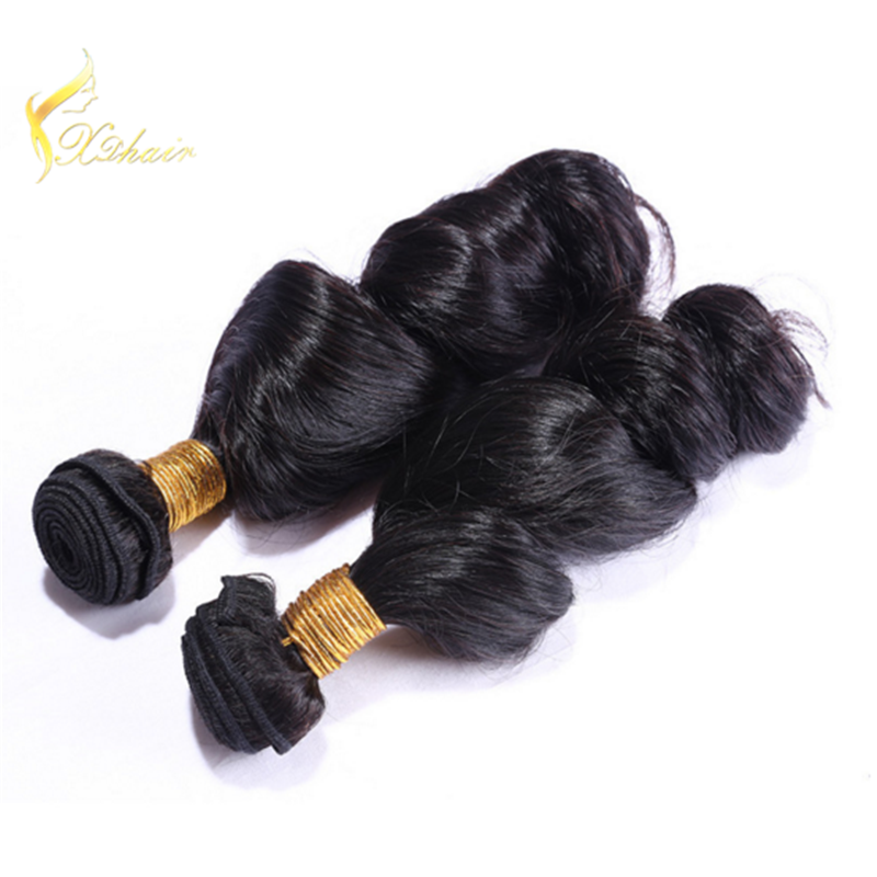 Grade 7A indian loose wave hair loose curl natural indian hair machine Wefts