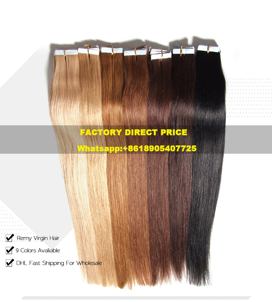 High quality 100% virgin brazilian silky straight tape hair extension