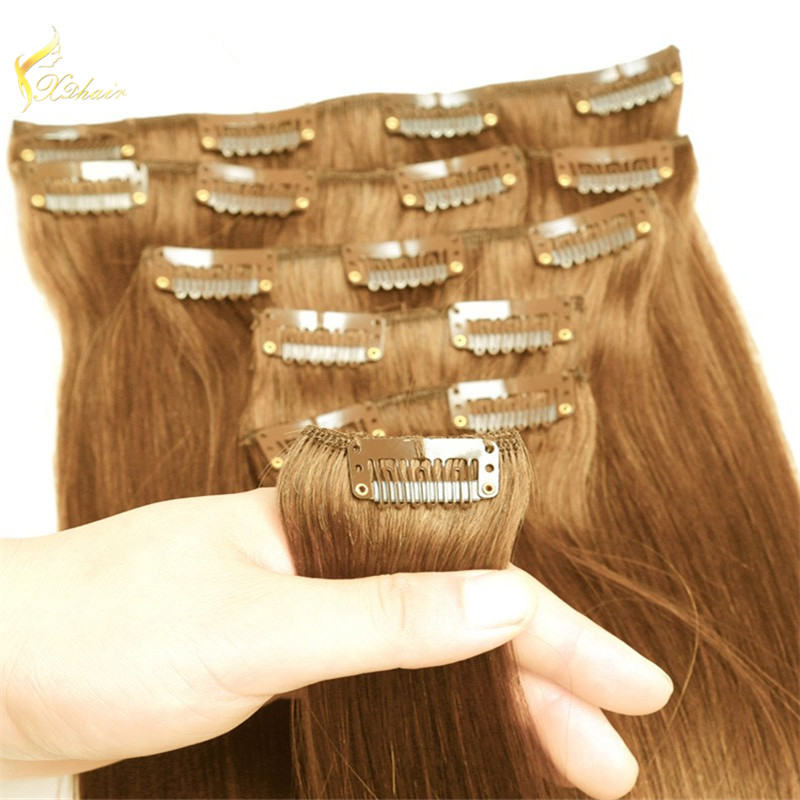 Hot Sale Full Head 100% Real Virgin Human Hair Clip Hair Extension