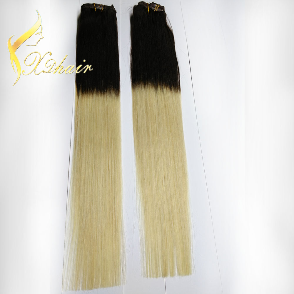 Human ahir weave two tone color ombre human hair weaving blond hair