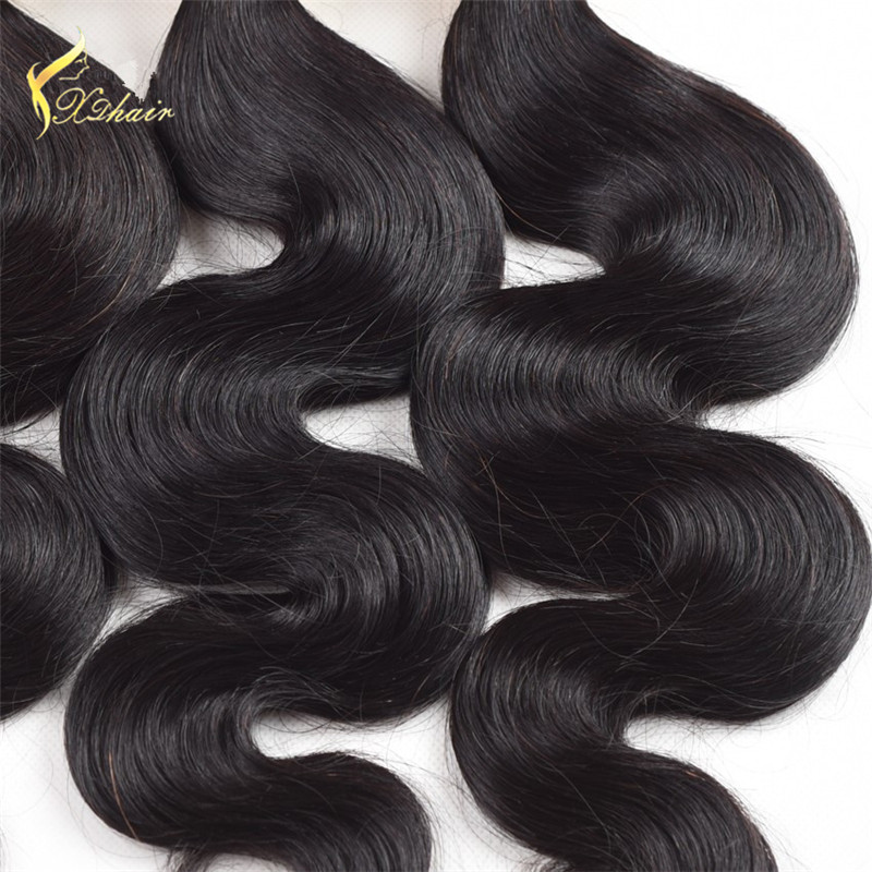 Malaysian Body wave Virgin Human hair bundles Machine weft Double drawn Human hair products weaving