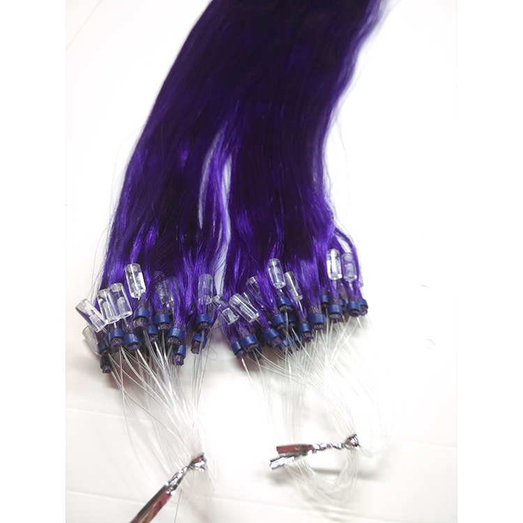 Micro loop ring hair  indian human hair purple color loop wire hair