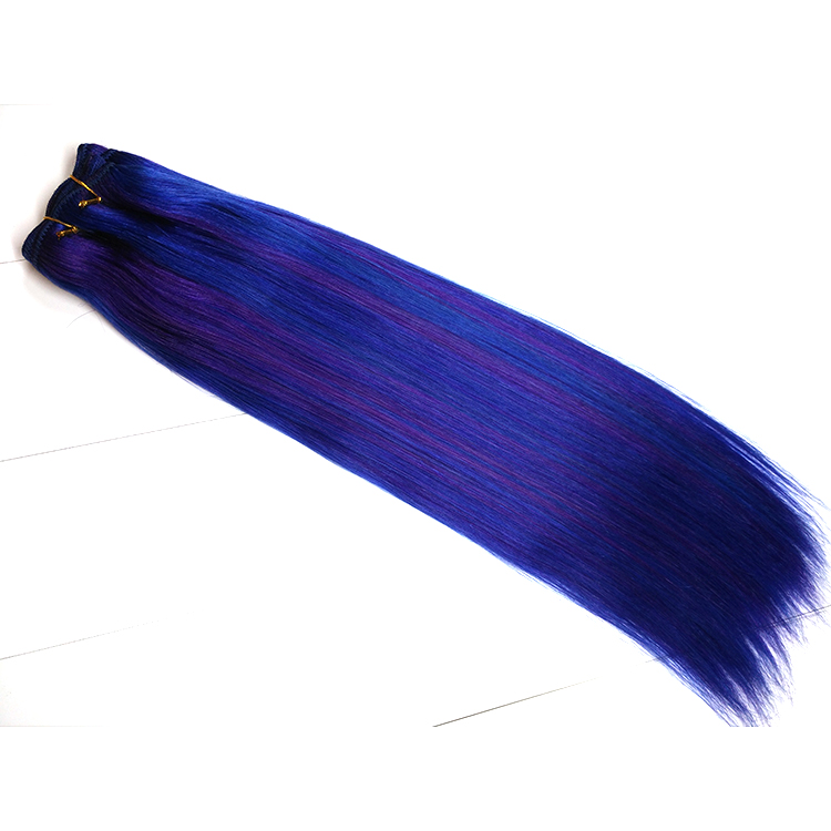 Mezclar el color del pelo de la trama del relieve de color azul púrpura tejido de 150 g por paquete precio de la orden a granel