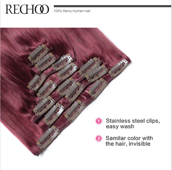 Natural color cheap wholesale indian human virgin clip in hair extension