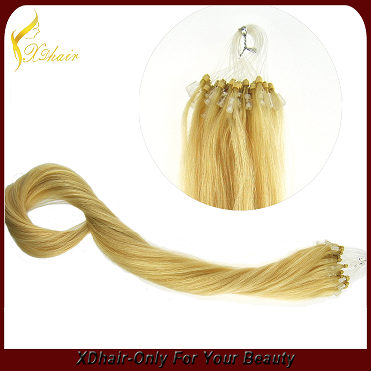 New product wholesale price 100% Brazilian virgin remy human hair double drawn micro loop ring hair extension
