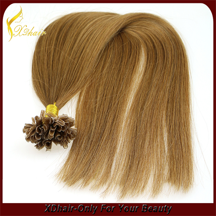 No shedding no tangle European virgin remy keratin fusion Italian glue nail tip human hair double drawn U tip hair extension