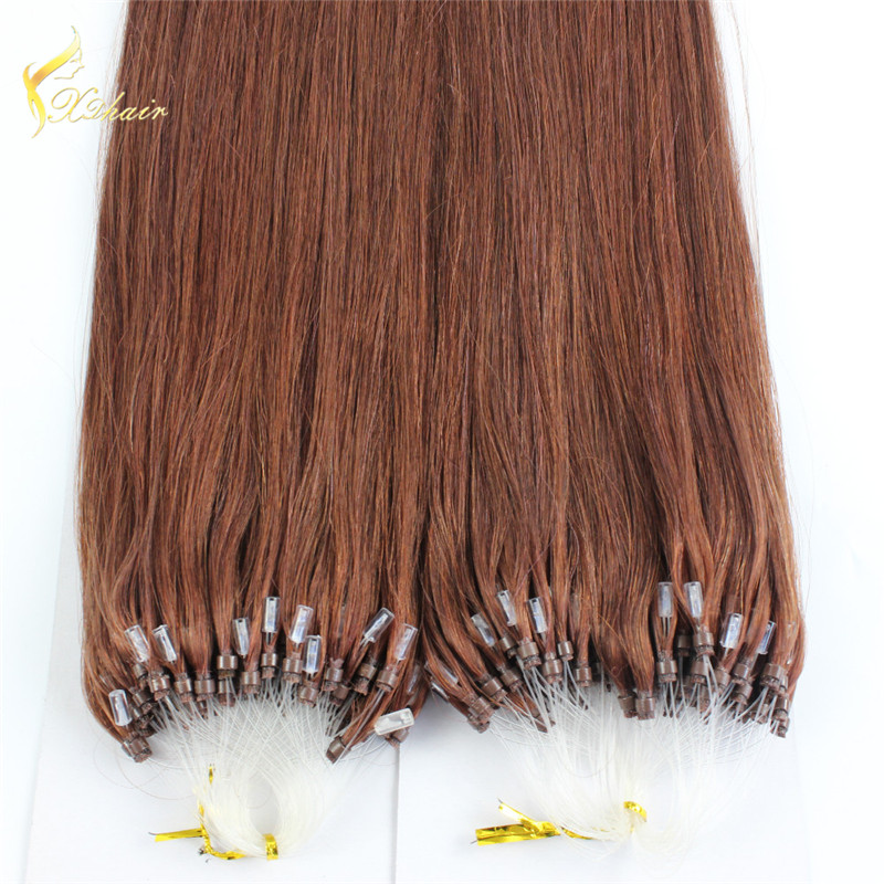 Perfect quality silky straight micro ring 100% malaysian straight virgin hair