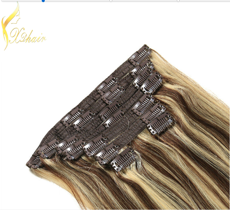 Piano Color Virgin Brazilian Clip in Hair Extensions Remy Hair