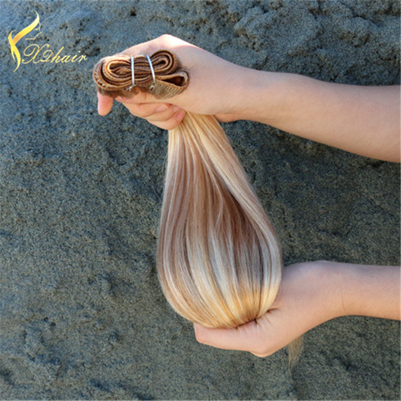 Piano color wholesale price high quality 100% Brazilian remy hair bulk thick ends double weft