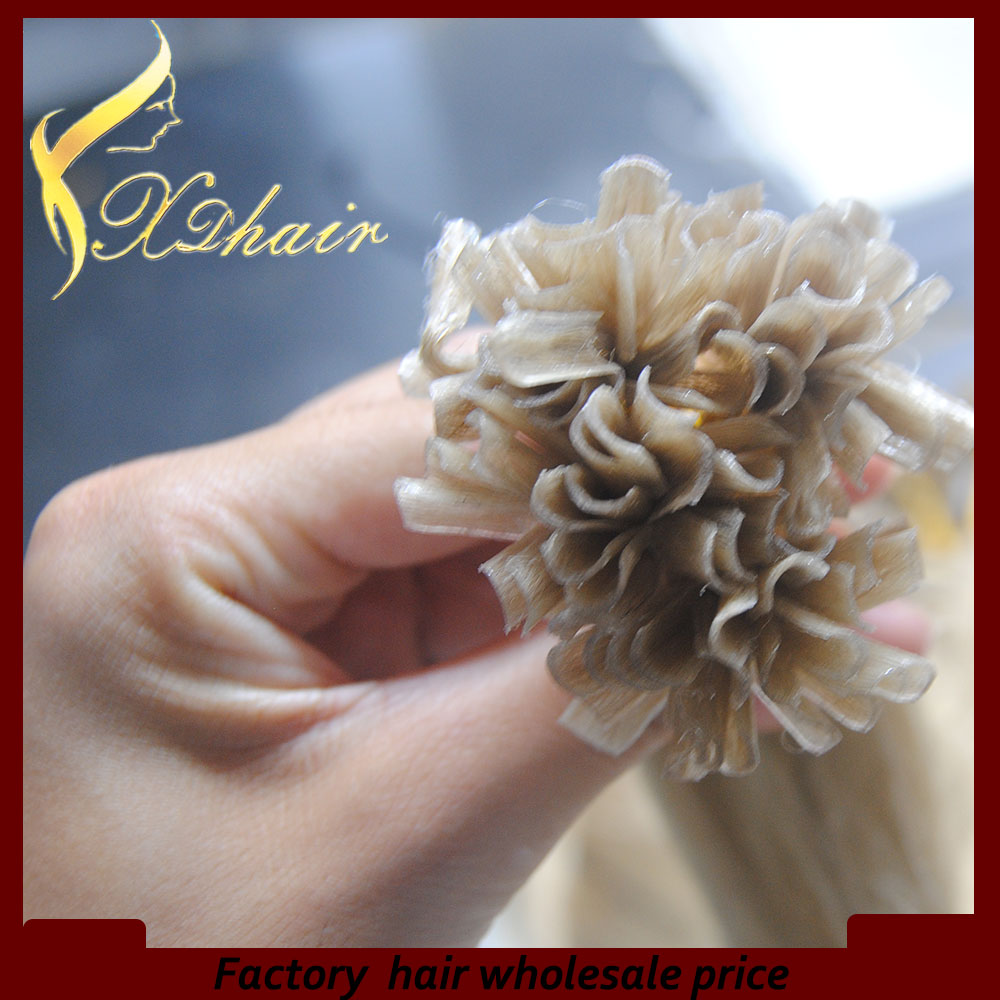 事前結合ヒトヘアエクステンションUチップ0.5グラム、1.2グラムバージンレミーの髪