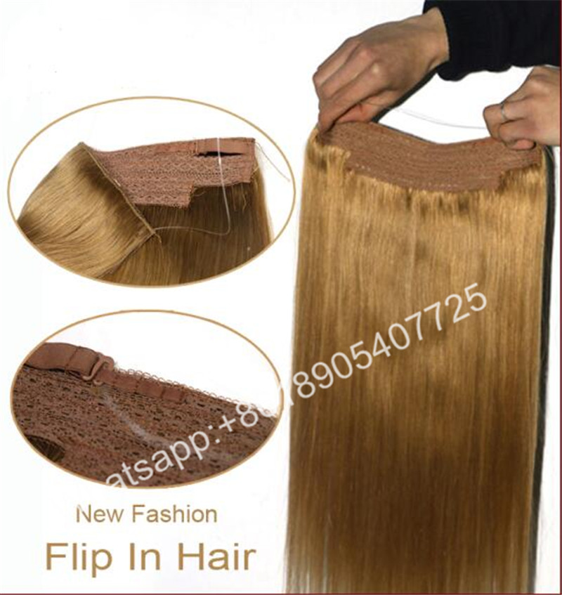 Secret 18" silky straight remy virgin hair brown flip in halo human hair extension