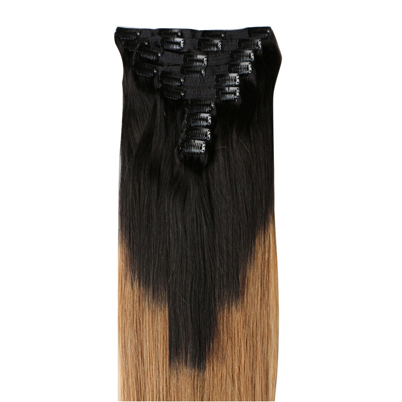 Silky Straight  blonde human hair extensions clip in human hair pieces