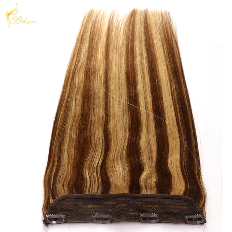 Super quality piano color halo hair extensions ,No damage Fish wire hair extensions