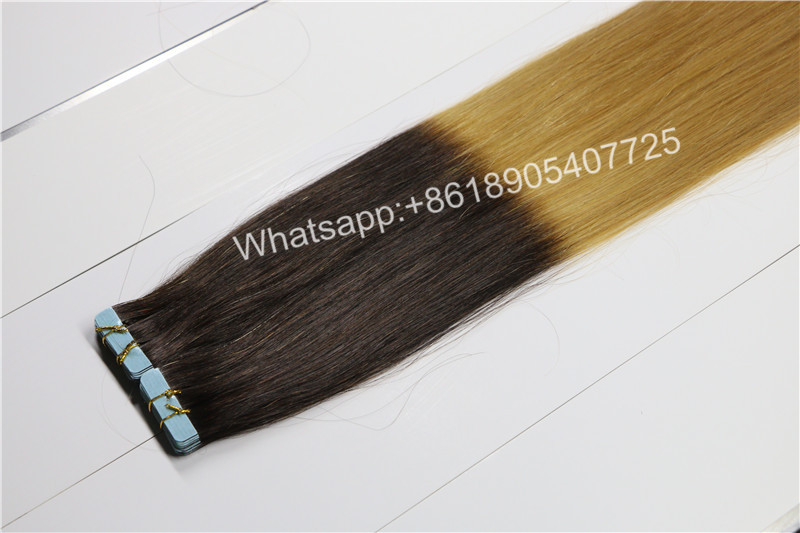 Tape hair ombre color