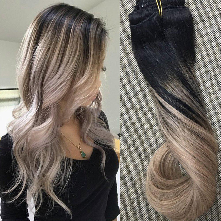 Top quality 7a grade Hot Sale Wholesale 100% Natural Human seamless clip in Hair Extensions