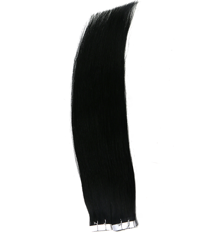 Unprocessed human ahir remy tape natural black hair for women