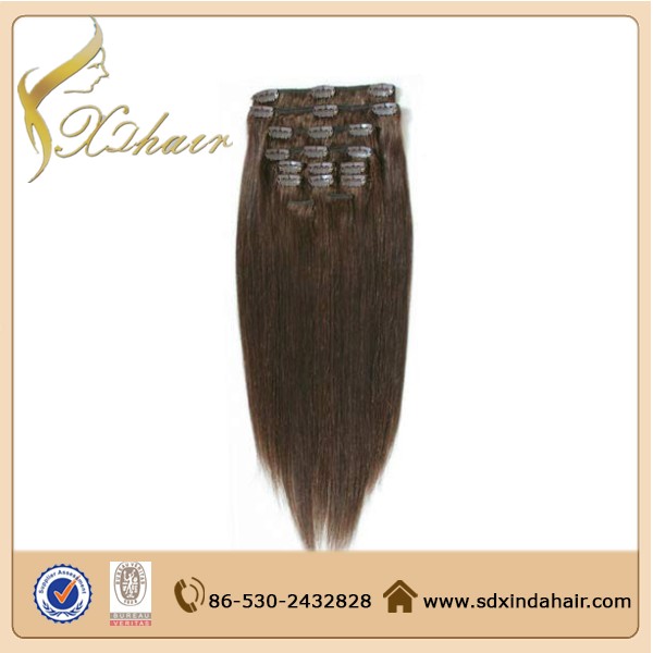 Virgin hair wholesale notangle no shedding clip in human hair extension