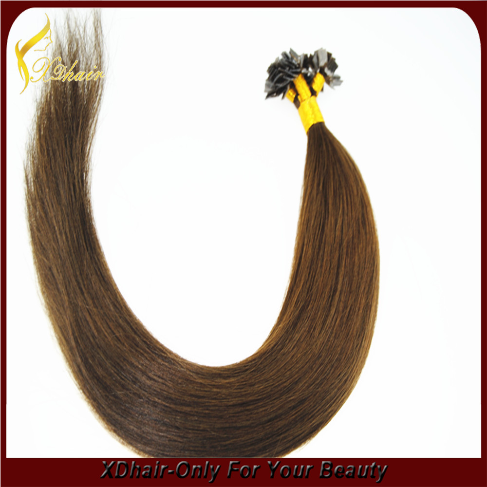 Wholesale Factory price 10-30inch Flat tip remy  hair extensions any color is ok