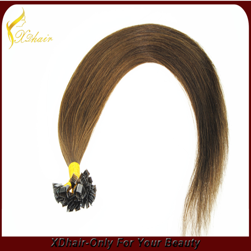 Wholesale Factory price 10-30inch Flat tip remy  hair extensions any color is ok