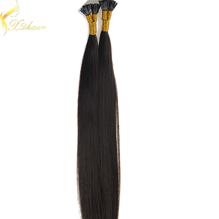 Wholesale high quality silky straight 100% virgin i tip hair extension indian remy hair 6a
