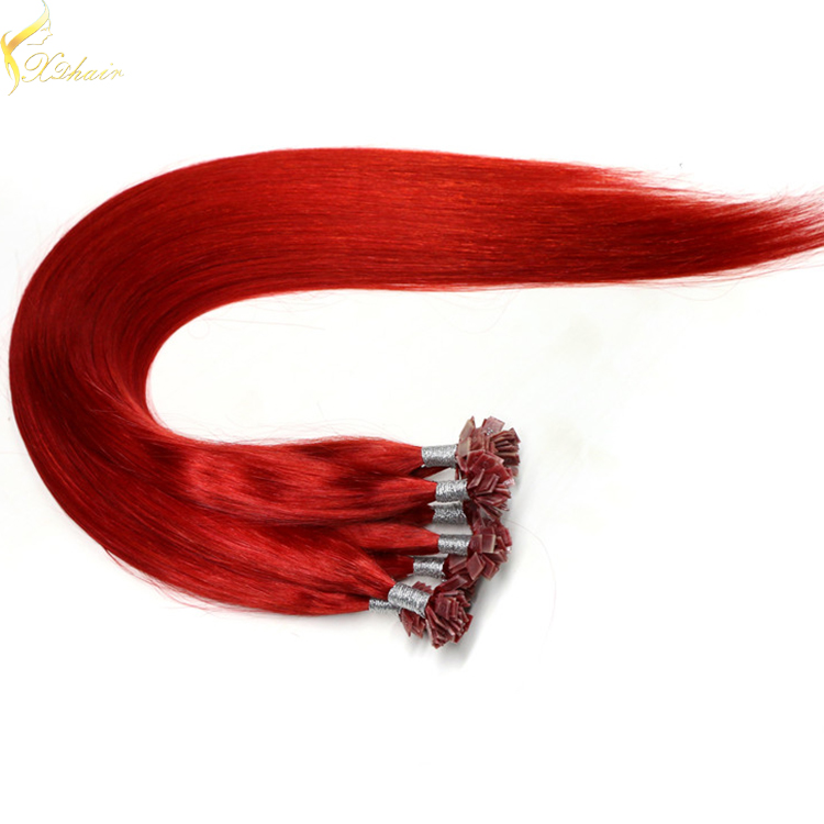 Wholesale price remy italian keratin double drawn flat tip hair