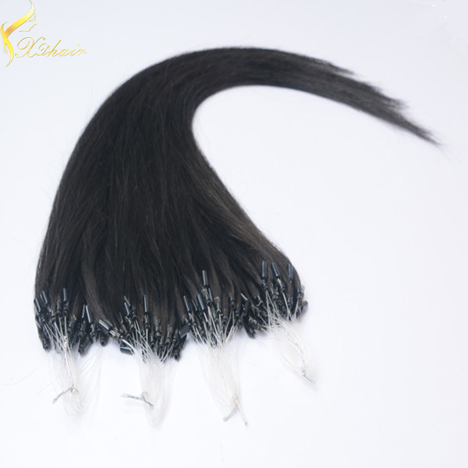 Wholesale price top quality silicone micro rings double drawn micro ring hair extension curly