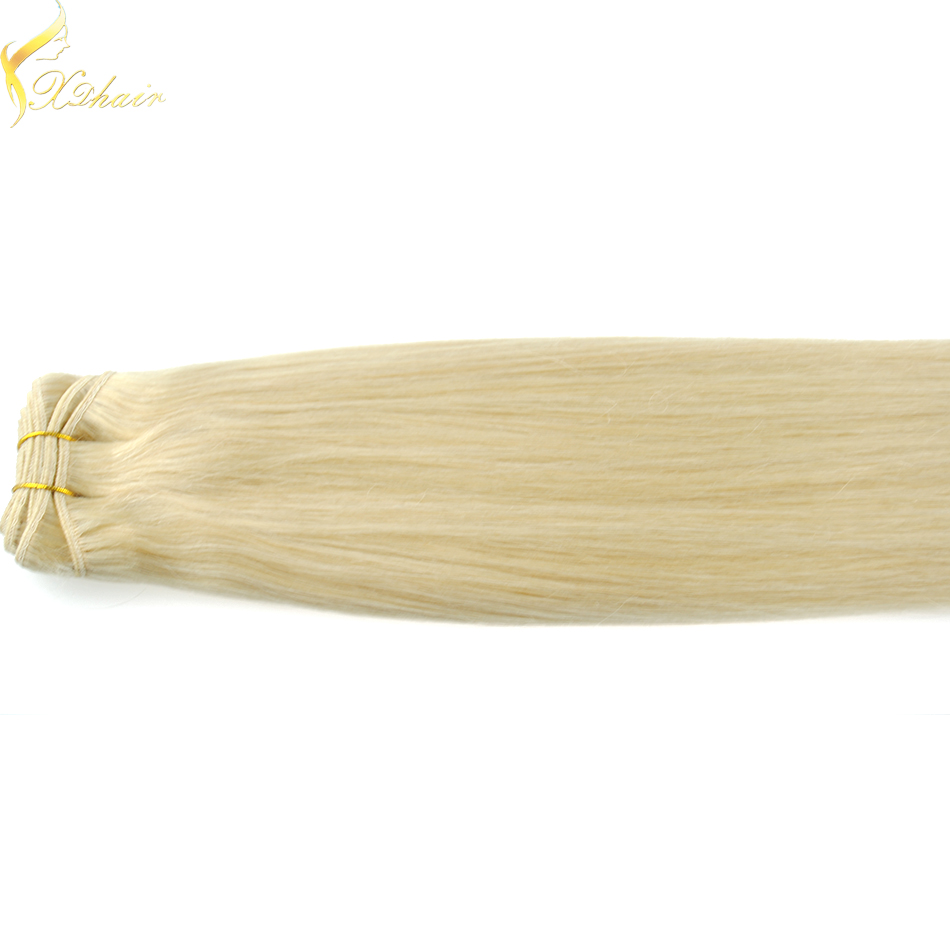 Wholesales factory price high quality Remy blonde hair weave 613