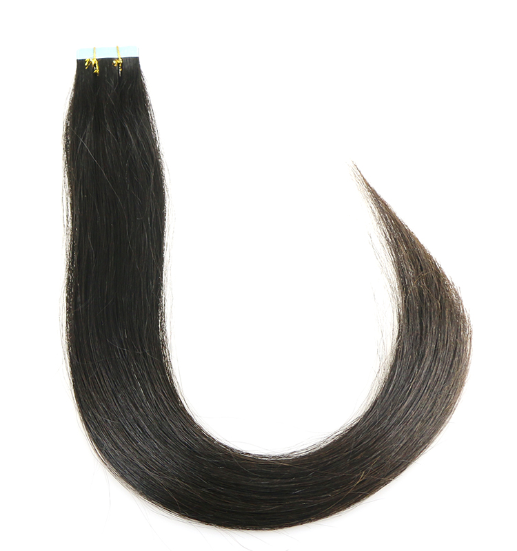 aliexpress 1# black color indian temple hair skin weft 100% virgin brazilian indian remy human hair PU tape hair extension