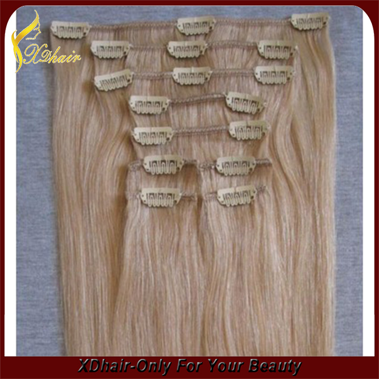 double drawn 100% virgin brazilian hair clip in hair extensions for black women