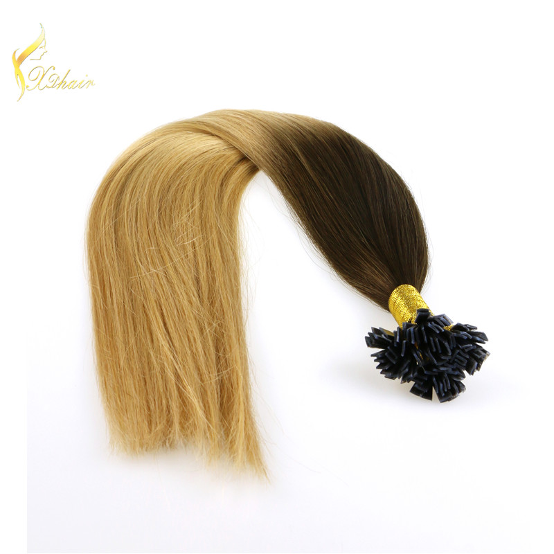 double drawn ombre color virgin indian hair flat tip hair weaves remi human hair extensions