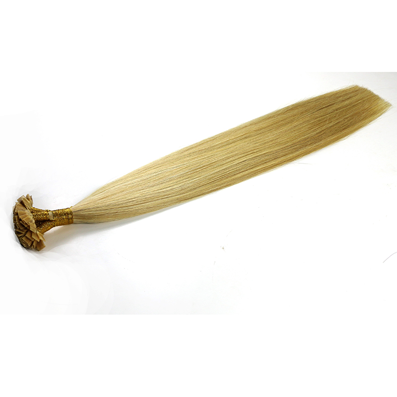 european human remy blond color flat tip hair extension