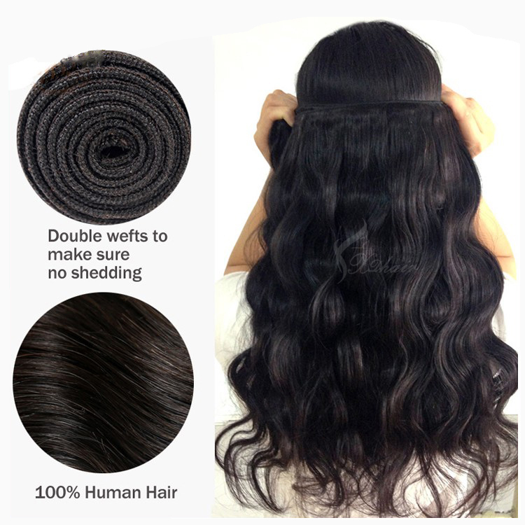 good quality wholesale brazilian virgin hair double weft natural wavy human hair weaves bundles for women