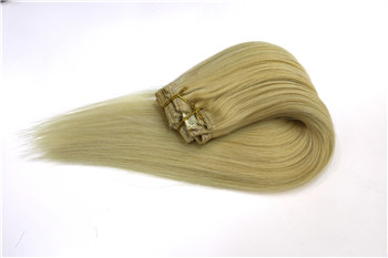 high quality double drawn thick remy full head lace weft clip in human hair extension