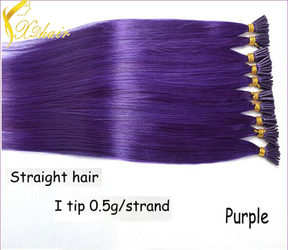 pre-bonde keratin hair white stick tip/ i tip human hair extensions